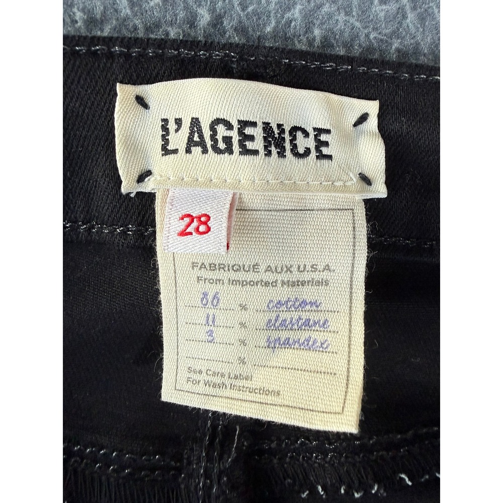 L'AGENCE Jyothi High Rise Coated Skinny Jeans Noir Black Split Hem Size 28 - Picture 2 of 8